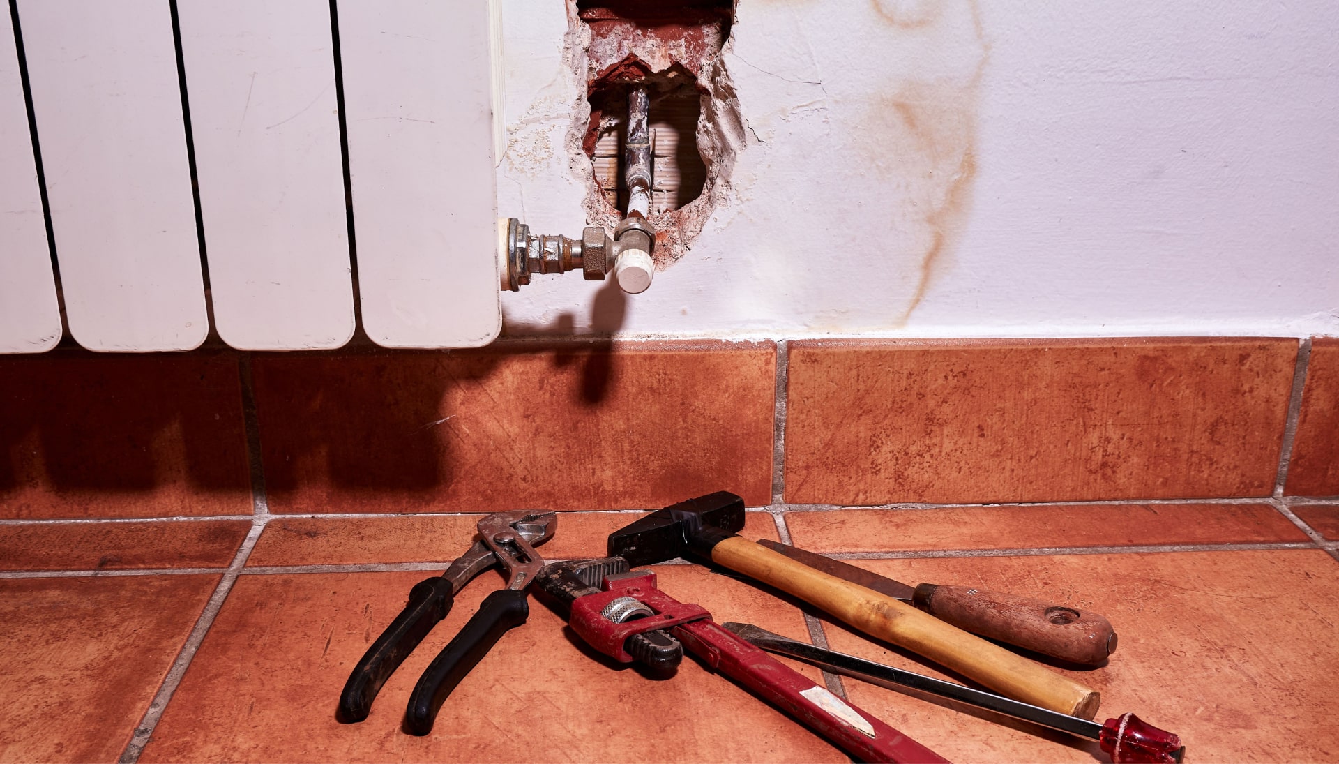 Water damage cleanup tools in Corpus Christi, TX home.